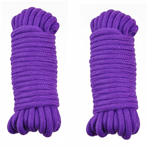 BONDAGERIE® Coppia di corde in cotone soffice 10 metri ognuna, adatto alla pelle, colore viola, per nodi manette giochi shibari