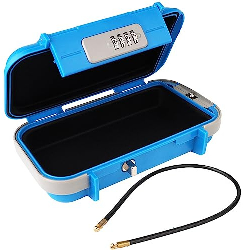 Portable Waterproof Anti-Theft Lock Box Lockable Travel Protection with Steel Shackle Key Safe Box Outdoor Large Storage Box,Blue