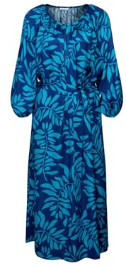Seidensticker Damen Blusenkleid mit Bindegürtel - Kleid - Regular Fit - Maxi Kleid - Rundhalsausschnitt - 3/4-Arm - 100% Viskose