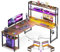 ODK Escritorio Gaming con LED, 150×120 cm Escritorio con Estante Reversible, Escritorio en L con Enchufes y Puertos USB, Escritorio Gaming Madera Vintage con Compartimentos y Almacenamiento