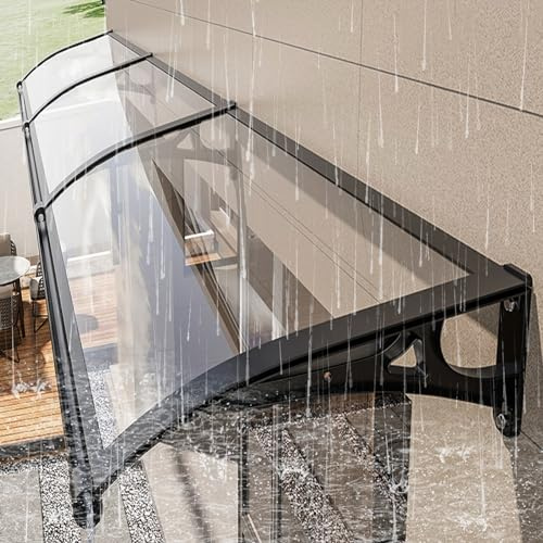Moderne Toit Marquise de Porte en Polycarbonate,Voûté Auvent de Porte et Fenêtres Extérieure,Auvent de Porte Entrée Aluminium, Toit Abri Protection Contre La Pluie Neige UV. ( Color : Clear , Size : L