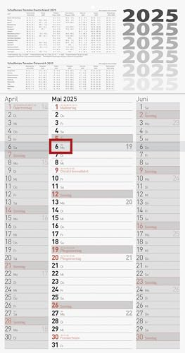 BRUNNEN 3-Monatskalender 2025 | grau, 300×560 mm