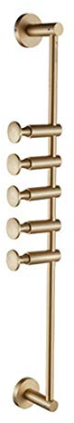 Wandhaken,Kleiderhaken,Messing-Garderobenständer,Wandständer mit verstellbaren 5 Haken zum Aufhängen,gebürstetes Gold-Finish,robuste Kleiderstange für Schlafzimmer,Flur,Wohnzimmer,Badezimmer