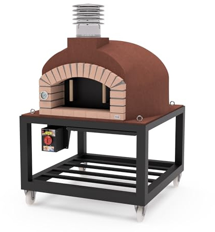 MOVELAR - Horno de Leña Exterior de Obra OLYMPUS MONS Burdeos 110x110x159 cm | Aislado con Corcho y 3 Mantas Cerámicas | Horno de Leña para Terraza o Patio - REF: M00578