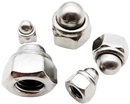 M4 M5 M6 M8 M10 M12 304 Edelstahl Eichelkappe Abdeckung Halbkreis Kuppel Sechskant Nyloneinsatz Kontermutter Selbstsichernde Kontermutter(Metal cap,5pcs M5)