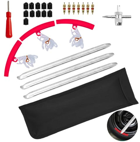 VINEST 3 leve per pneumatici da 30 cm, attrezzi per il montaggio degli pneumatici, leva di montaggio in acciaio ad alta resistenza con 3 kit di protezione dei cerchioni, leva per il montaggio dei