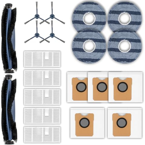 (20 Pack) C20 Omni Replacement Parts for Eufy C20 Omni Robot Vacuum, 2 Roller Brush, 4 Side Brushes, 5 HEPA Filters, 5 Dust Bags, 4 Mop Pads, Vacuum Attachments Accessories Kit