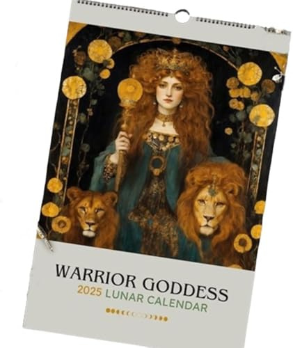 Warrior Goddess Mondphasenkalender 2025, Wandkalender 2025 mit 12 Monaten, Wandkalender für Zuhause und Büro, bunter Büro, Mondphasenkalender 2025, groß