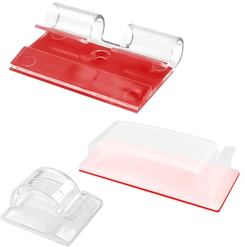 70Pcs Clear Cable Clips Self Adhesive, Assorted Sizes Wire Management | Transparent Plastic Stick On No Drill, 3 Sizes Small Medium Large Included, Home Office Car Desk Tidy Organiser