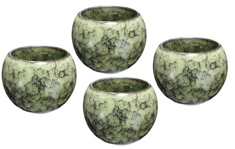 QUARKZMAN 4 Tazas de Té Chinas Japonesas de Cerámica 5.07 Oz Juego de Té Gong Fu Hecho A Mano de Cerámica con Esmalte Cambiante sin Asa para Mate Té Café Vino Bebida y Regalos, Amarillo