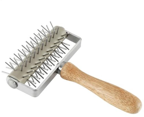 Dosatore per impasto per pizza - Dosatore per impasto in acciaio inossidabile per pizza, Dosatore per impasto per pizza, Rullo per pasticceria con punte Perforatore per rulli per pizza con manico per