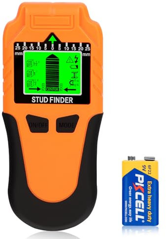 Stud Finder Wall Scanner 6 in 1 – Upgraded Stud Detector with LCD Display & Audio Alarm, Accurate Wall Sensor for Wood, Metal, AC Live Wire, Joist, Pipe & Cable Detection