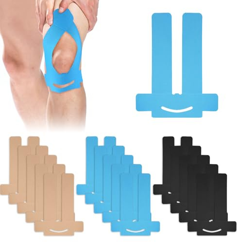 KASURE 15 Piezas Cinta de Kinesiología Kinesiotape Para Rodilla, Kinesiología Precortadas Para el Dolor de Rodilla Alivio de Dolor, Impermeable y Elástica para Deportes y Fisioterapia (color de piel)