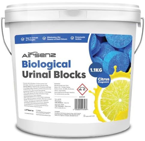 Airsenz Biological Urinal Blocks 1.1KG - Enzymatic Action Eats the Source of Bad Urine Odours - Slow Dissolving - 30 Day Control Per Block - Suitable for Urinal or Trough Use