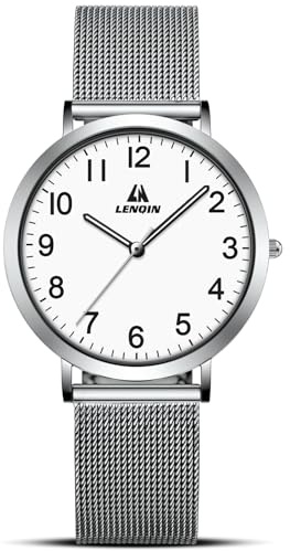 Uhr Damen Edelstahl Armbanduhr Damen Klassisch Analog Quarz Damenuhr | Klares Zifferblatt-Design, 3ATMWasserdichtheit, Edelstahl Gewebeband, Präzise Quarz-Uhrwerk