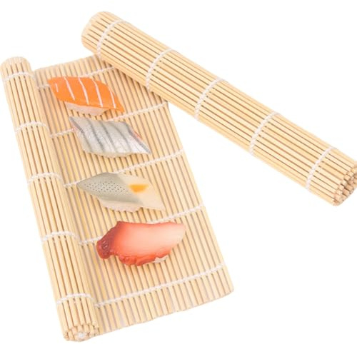 Bamboo Sushi Mat, 2PC Premium Sushi Rolling Mat for Homemade Sushi, Bamboo Sushi Rolling Mat, Easy-to-Use & Reusable Sushi Roller Japanese Style(24 * 24cm) for Sushi Lovers & Beginners