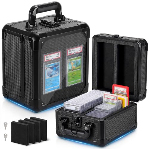 Graded Card Storage Box With 2 Display Window Top Loaders Storage Case | Stores Up to 60 Graded Slabs Sports Trading Card Storage Case Top Loaders Organizer Waterproof Protable Keys Aluminum Alloy