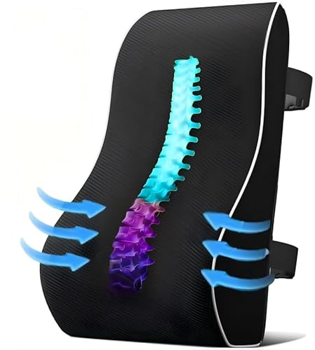 AgoKud Lumbar Support Pillow for Office Chair,Office Home, College Dorm Room Essentials,Back Support Pillow for Car, Chair Cushions,Back Pain Relief Improve Posture,Mesh Cover Double Adjustable Straps