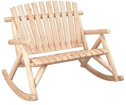 Eleganz Garten-Schaukelbank aus massivem Fichtenholz (unbehandelt) - 2-Sitzer 123x96x102 cm - Natürliches Schaukelvergnügen für Garten, Terrasse oder Balkon - Robust & langlebig