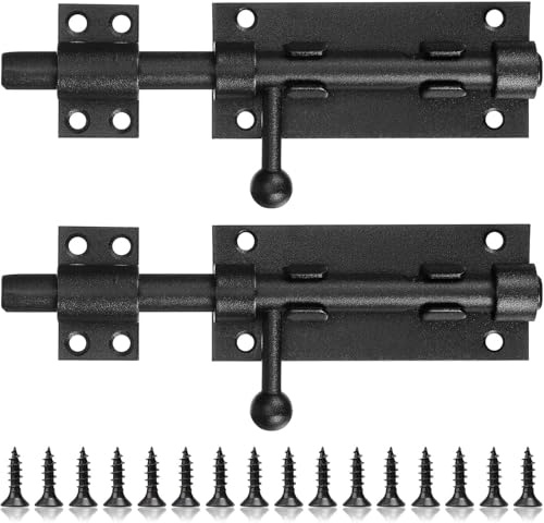 Mixyvic 2 Stück Türriegel 304 Edelstahl Bolzenriegel Schwarz Zaun Torriegel | mit Vorhängeschloss Loch 12 mm Durchmesser Abschließbare Türriegel Türriegel Beidseitig Abschließbar Riegel für Tor, Fenster