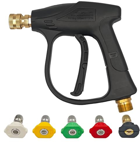 Youery Pistola de Lavado de Alta Presión 4000 PSI con Pistola de Espuma - Incluye 5 Boquillas Ajustables (0°-60°) y Conexión M22-14 - Ideal para Lavar Coche, Moto, Bicicleta y Suelo