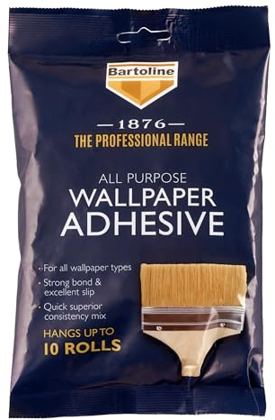 Bartoline 1876 Wallpaper Adhesive 10 Roll – Professional-Quality Flake Paste for All Wallpaper Types – Heavyweight, Washable, Vinyl & Embossed Strong Bond, Easy Mix, Quick Use for Perfect Results