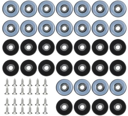 32 Pcs Patins en Téflon pour Meubles, Diamètre 22 mm, PTFE Furniture Fournis avec 32 Vis en INOX M4. Protègent Le Sol, Anti-Rayures, Anti-Bruit. Adaptés aux Chaises, Tables, Canapés Furniture