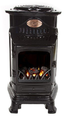 universal innovations Calor Provence 3kw Portable Flueless Gas Stove Heater (Gloss Black)