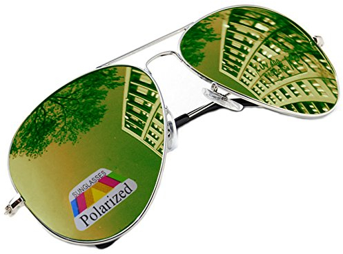 Morefaz Vintage Retro Original Mirrored Mirror Polarized Sunglasses Air Force Unisex Vintage lens UV400 (Green Polarized) MFAZ Ltd