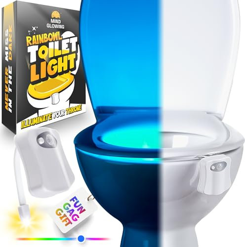 RainBowl Lampe de toilette avec détecteur de mouvement – Gadget cool unique – Veilleuse LED pour cuvette de toilette – Cadeau d'anniversaire amusant pour homme, cadeau pour pendaison de crémaillère –