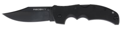 Cold Steel, Recon 1 Lockback Clip, Klappmesser, Clip Point Klinge, Taschenmesser, Griff: G10, S35VN Klingenstahl, scharfes Messer für Outdoor, Camping, Schnitzen, Schwarz