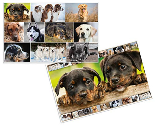 HERMA 19378 Schreibtischunterlage Tiere Hunde, abwischbare Kinder Schreibunterlage aus Karton, 55 x 35 cm, beidseitige Motiv Tischunterlage für Mädchen & Jungen