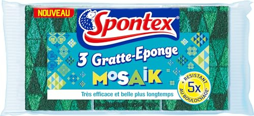 SPONTEX 19660602 Mosaik Pack de 3 Gratte-Eponge