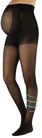 CALZITALY Collant de Maternité de Maintien 8 mm/Hg | Collants Voile de Soutien Grossesse | Noir, Naturel | S, M, L, XL | 20 DEN | Made in Italy (M, Noir)