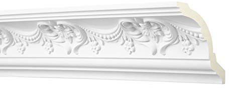 2 Meter Zierprofil 80x80mm - Stuckleiste aus PU gemustert, weiß, stoßfest - AA355 Hexim Perfect - Eckleiste Dekorleiste Stuckprofil Zierleiste