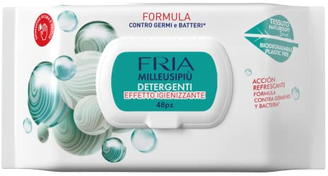 Fria MilleusiPiù Igienizzanti, Salviette Detergenti con Antibatterico, Tessuto Fibrasoft 3 Strati Biodegradabile, Confezione da 48 Salviette