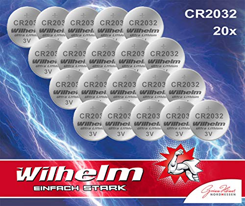 20 x Knopfzelle CR2032 Wilhelm Batterie Lithium 3V CR 2032 Industrieware