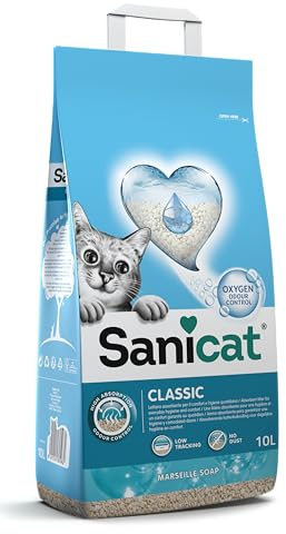 Sanicat - Classic Marseille soap scented cat litter Fast absorption product for your pet’s hygiene | No dust | Keep Your Home Clean | 10L capacity