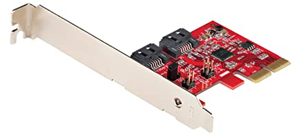 StarTech.com Carte PCI Express SATA 2 ports - Contrôleur PCIe SATA - ASM1166 Raid - Convertisseur PCI Express 2.0 vers SATA - Connecteurs Empilés - Carte d'Extension SATA (2P6GR-PCIE-SATA-CARD)