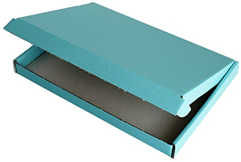 COLOURED LARGE LETTER POSTAL CARDBOARD MAILING SHIPPING BOX LETTERBOX (BLACK, BABY BLUE, BABY PINK, RED) (C5 (22.5cm x 16cm x 2cm), BABY BLUE: 10 BOXES)