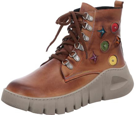 Gemini Damen Stiefelette Boot Lasercut profilierte Plateausohle 033305-02, Größe:38 EU, Farbe:Braun