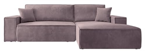 Selsey Sofa Ecksofa Eckcouch Schlafsofa Couch Mit Stauraum Schlaffunktion Pflegeleicht Polyurethanschaum L Form Rechts Farese Rosa Cordoptik