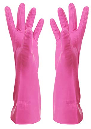 Guanti in Lattice Nitrile Gomma Liscia da Lavoro Salviette for la Pulizia della casa Guanti Casa Giardino Utensili da Cucina Articoli for Lavare i Piatti (Color : Pink, Size : L)