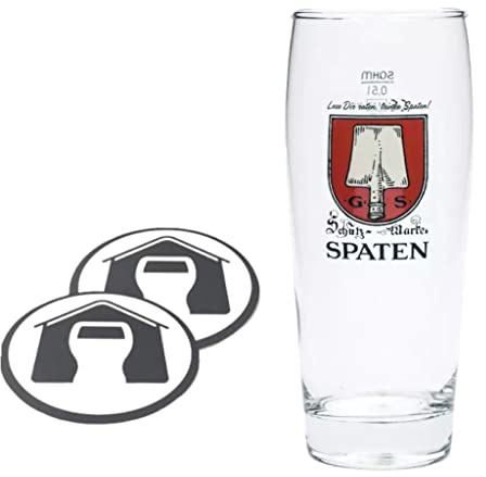 GarageBar | Spaten Beer Glass | Pint 50cl Beer Glass | Official Merchandise | Comes with 2X Beer Drip Mats | PerfectDraft |1 Glass