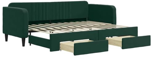 vidaXL Tagesbett Ausziehbar mit Schubladen Dunkelgrün 80x200 cm Samt
