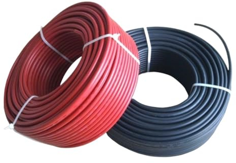 Rouleau de câble solaire PV, 10 m/rouleau, 1500V, 4 mm2/6 mm2(12/10awg), rallonge de câble rouge noir XLPE EN50618 H1Z2Z2-K avec TUV for système solaire (Color : 6mm2 Red and black)