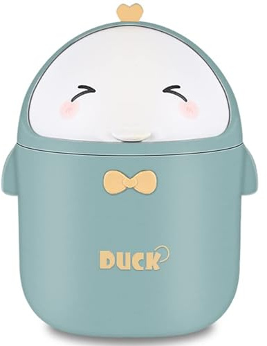 TUHNHGD Mini MüLleimer Mit Deckel, SüßE Cartoon Tisch MüLleimer, Mini TischmüLleimer Mit Deckel, Tragbare KäSten, Kleine KäSten FüR Haus, BüRo, Wohnzimmer BüRo (Grün)