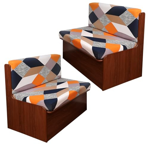CRFATOP 2 Sets RV Dinette Cushion Covers Printed Camper Cushion Slipcover Stretch 2 Seat Sofa Chair Cover Furniture Protector for RV Camper Car Bench 2 Backrest Covers & 2 Bench Covers,05