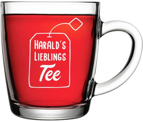 polar-effekt Trinkglas 340 ml mit personalisierter Gravur - robustes Teeglas mit Henkel - für warme und kalte Getränke - spülmaschinenfeste Trinkgläser