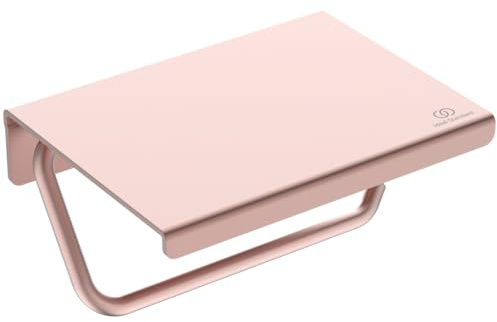 Perfekt standard BD592RO aluminium + toalettpappershållare med hylla, toalettpappershållare toalett, pappersrullehållare, pappershållare för badrum, rosa
